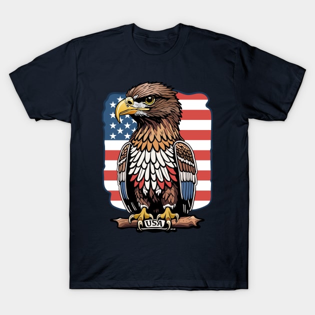 Eagle American Flag shield USA T-Shirt by anderleao